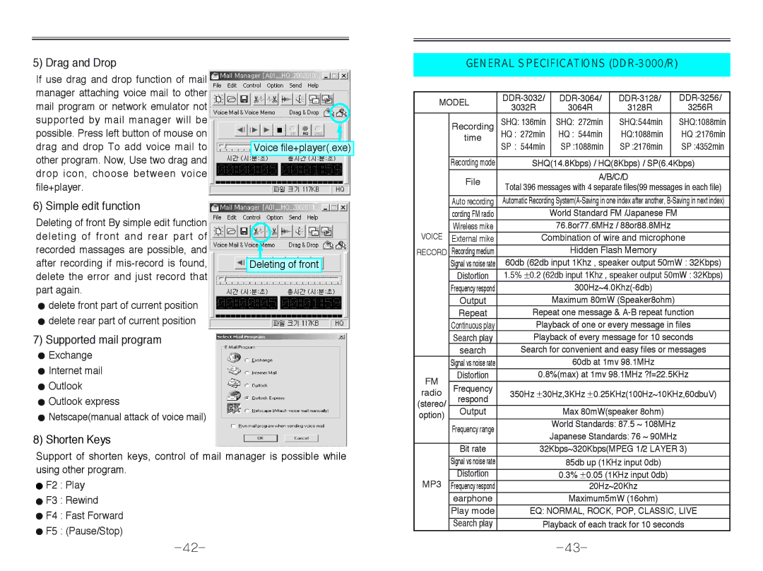 Diasonic Tech DDR-3032, DDR-3256R, DDR-3128R Drag and Drop, Simple edit function, Supported mail program, Shorten Keys 