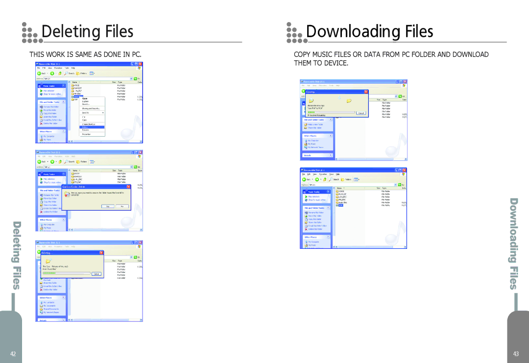 Diasonic Tech DDR-5000 manual Deleting Files, Downloading Files, This Work is Same AS Done in PC 