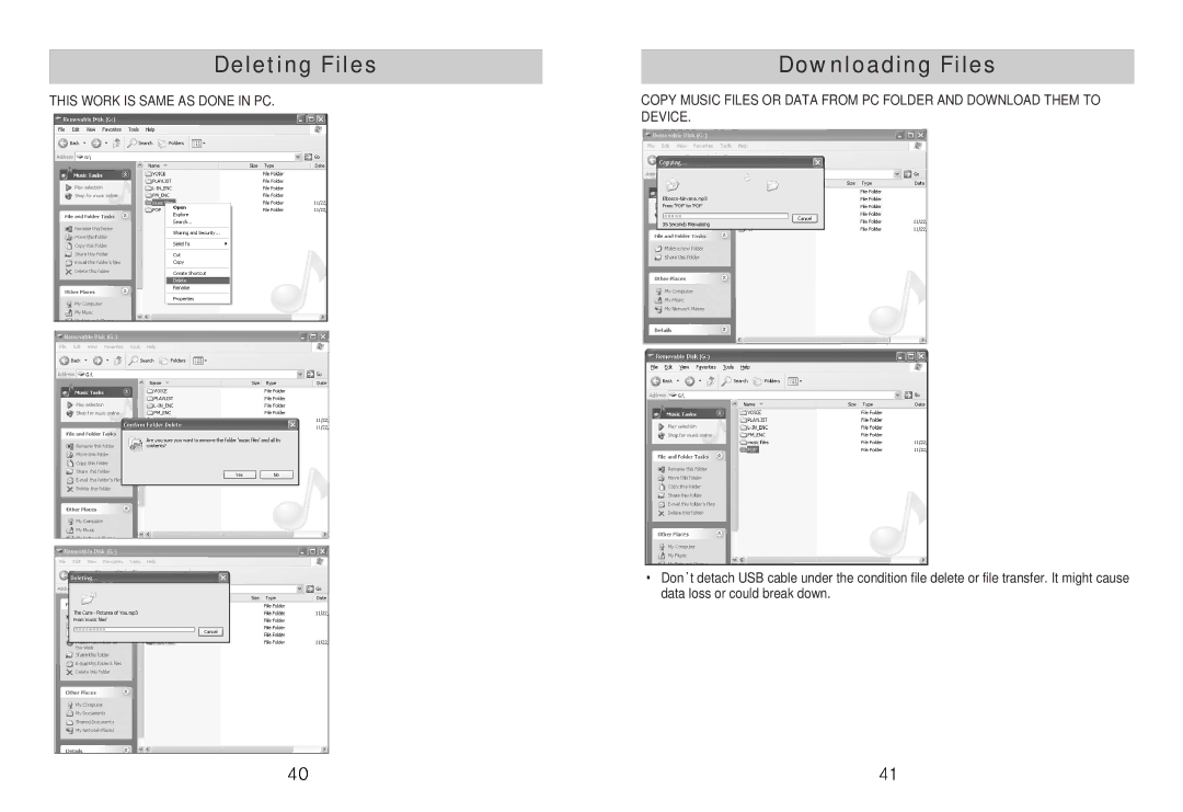 Diasonic Tech DDR-5100 instruction manual Deleting Files Downloading Files 