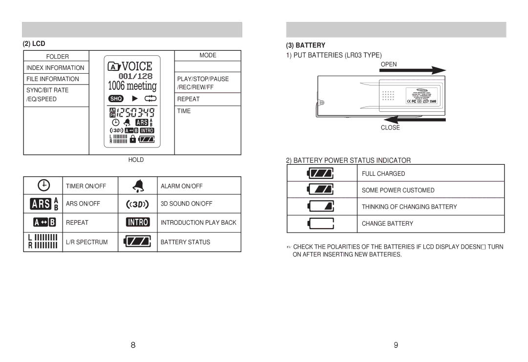 Diasonic Tech DDR-5100 instruction manual Lcd, Battery 