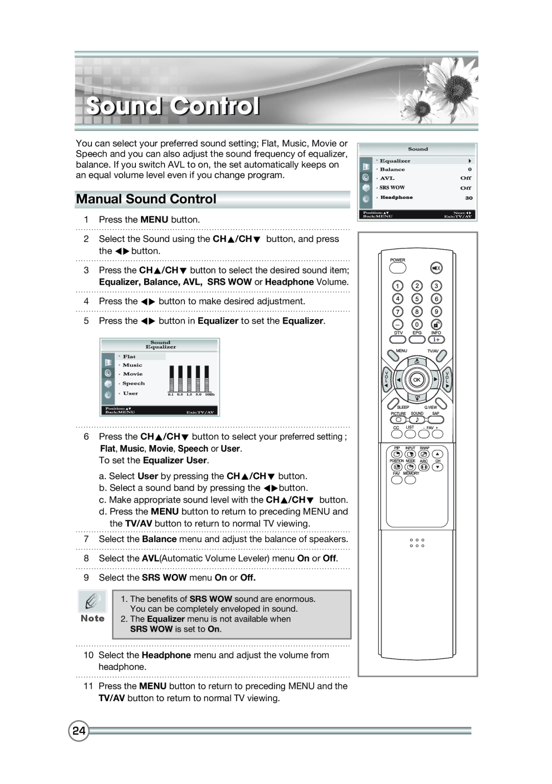 DiBoss LT-40H6MVH, LT-40T6MVH manual Manual Sound Control, To set the Equalizer User 