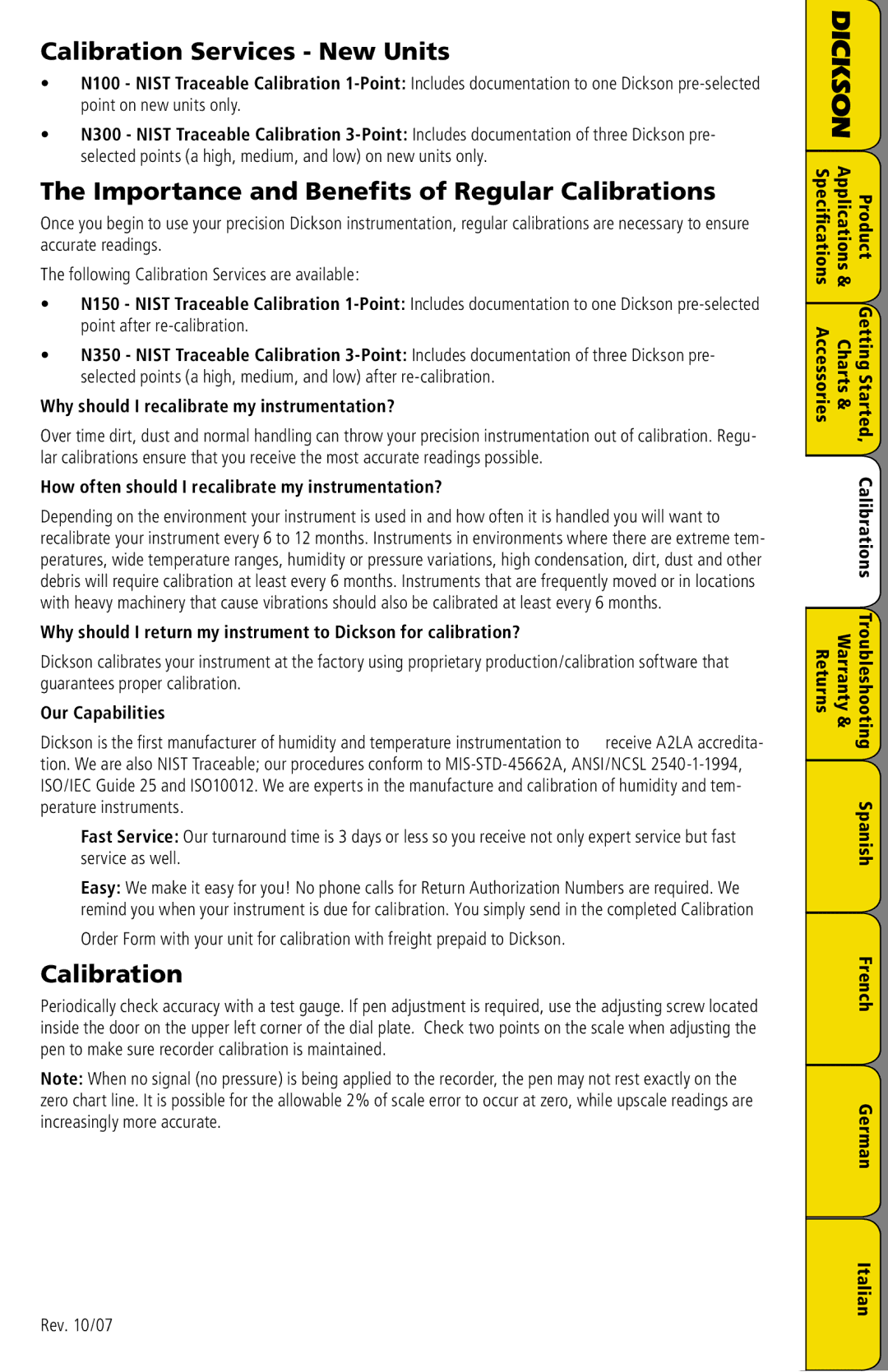 Dickson Industrial SC3 Calibration Services New Units, Importance and Benefits of Regular Calibrations, Our Capabilities 