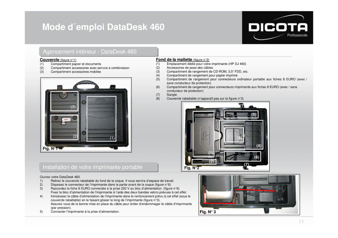 Dicota 460 user manual Fond de la mallette figure n2, Fig. N1 