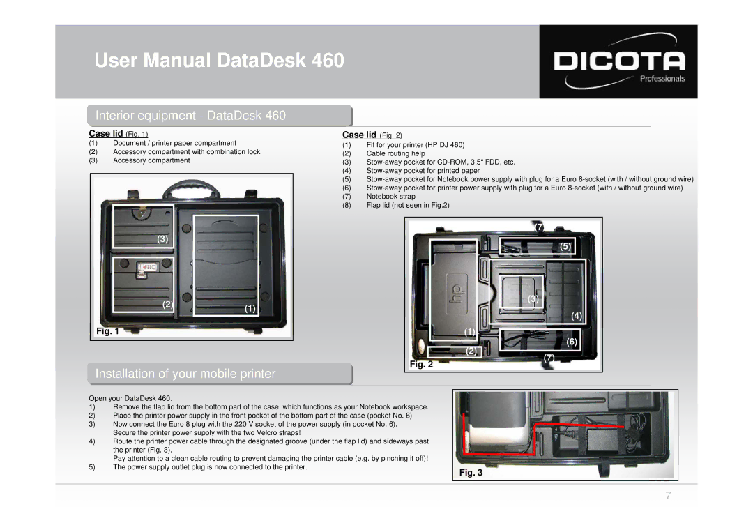 Dicota 460 user manual Case lid Fig 