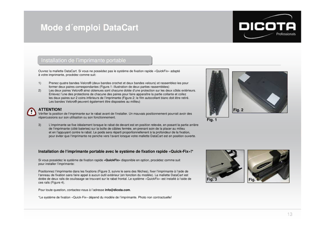 Dicota user manual Mode d´emploi DataCart 