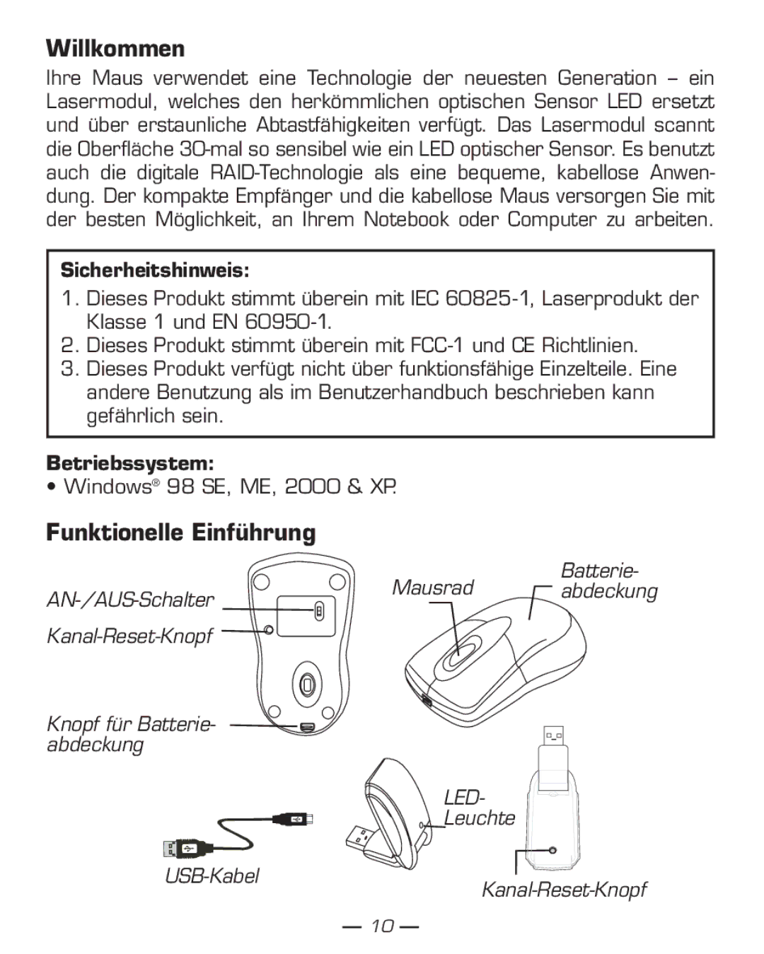 Dicota Phasor manual Willkommen, Funktionelle Einführung, Sicherheitshinweis, Betriebssystem 