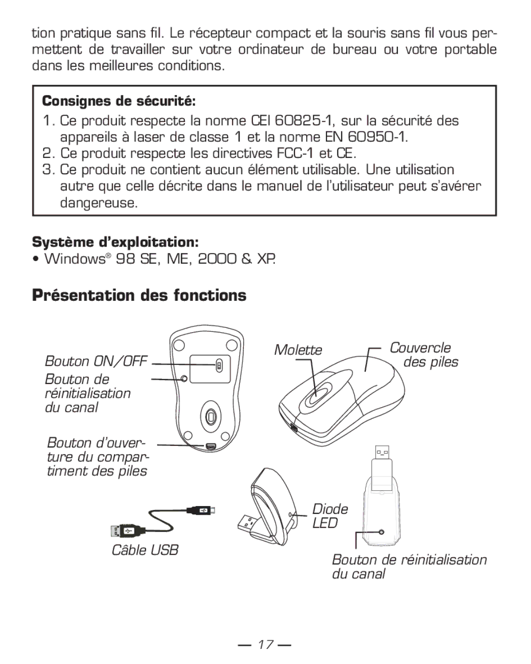 Dicota Phasor manual Présentation des fonctions, Consignes de sécurité, Système d’exploitation 