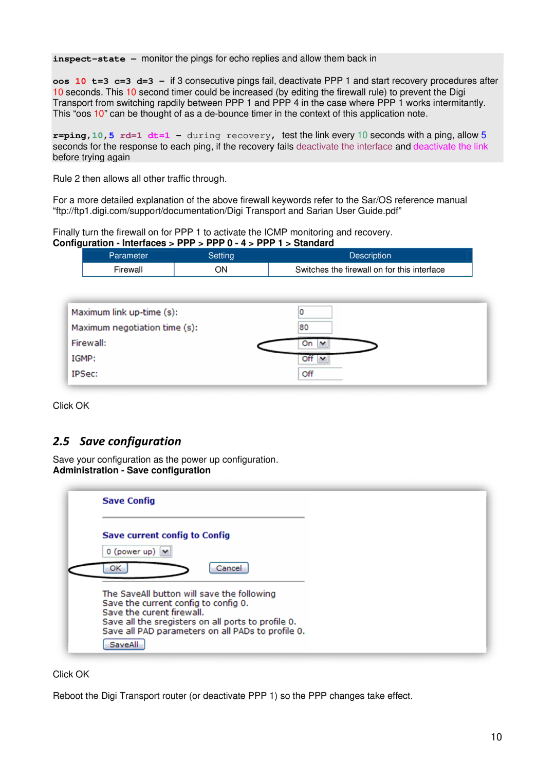 Digi 34 manual Administration Save configuration 