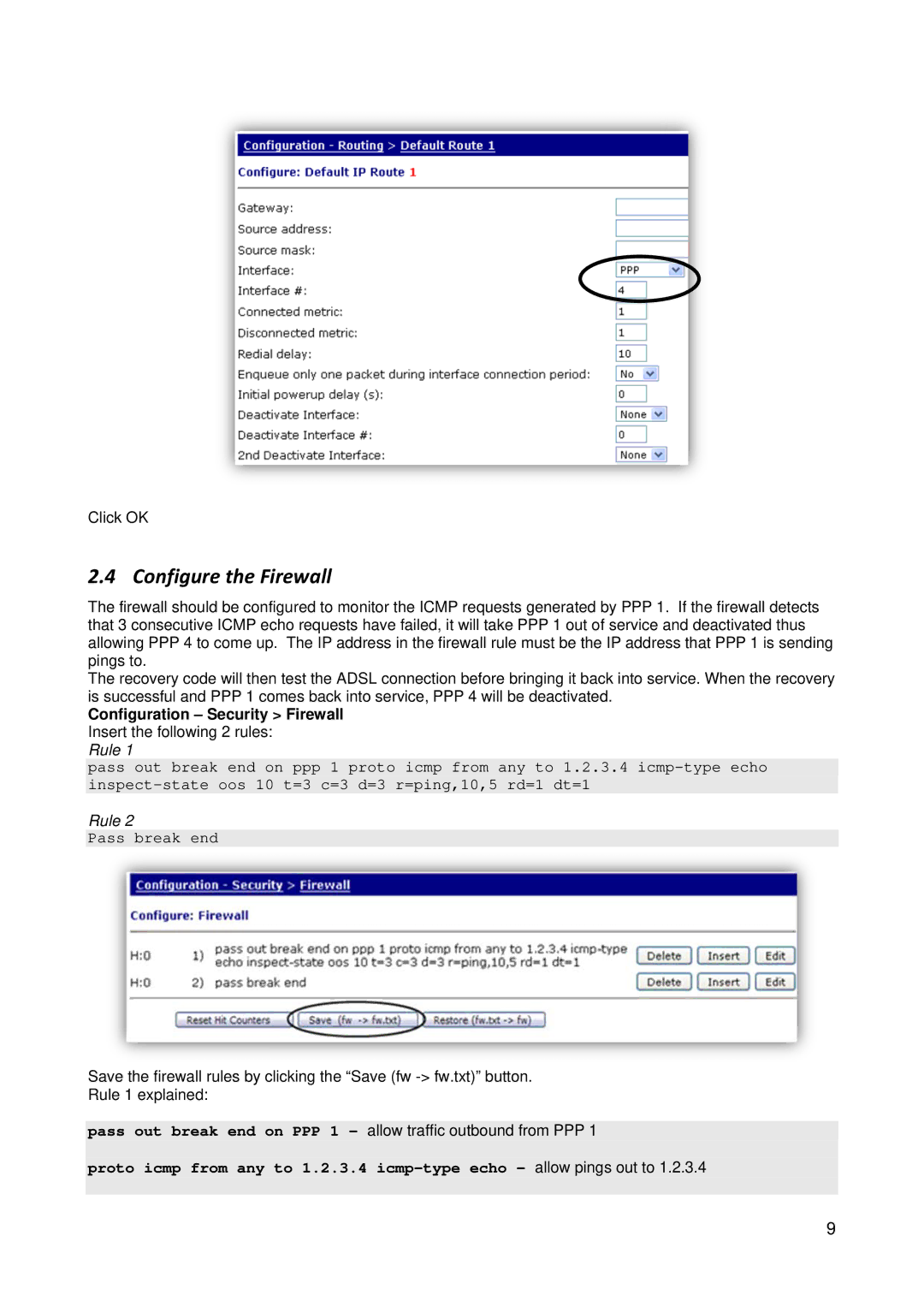 Digi 34 manual Configure the Firewall, Configuration Security Firewall 