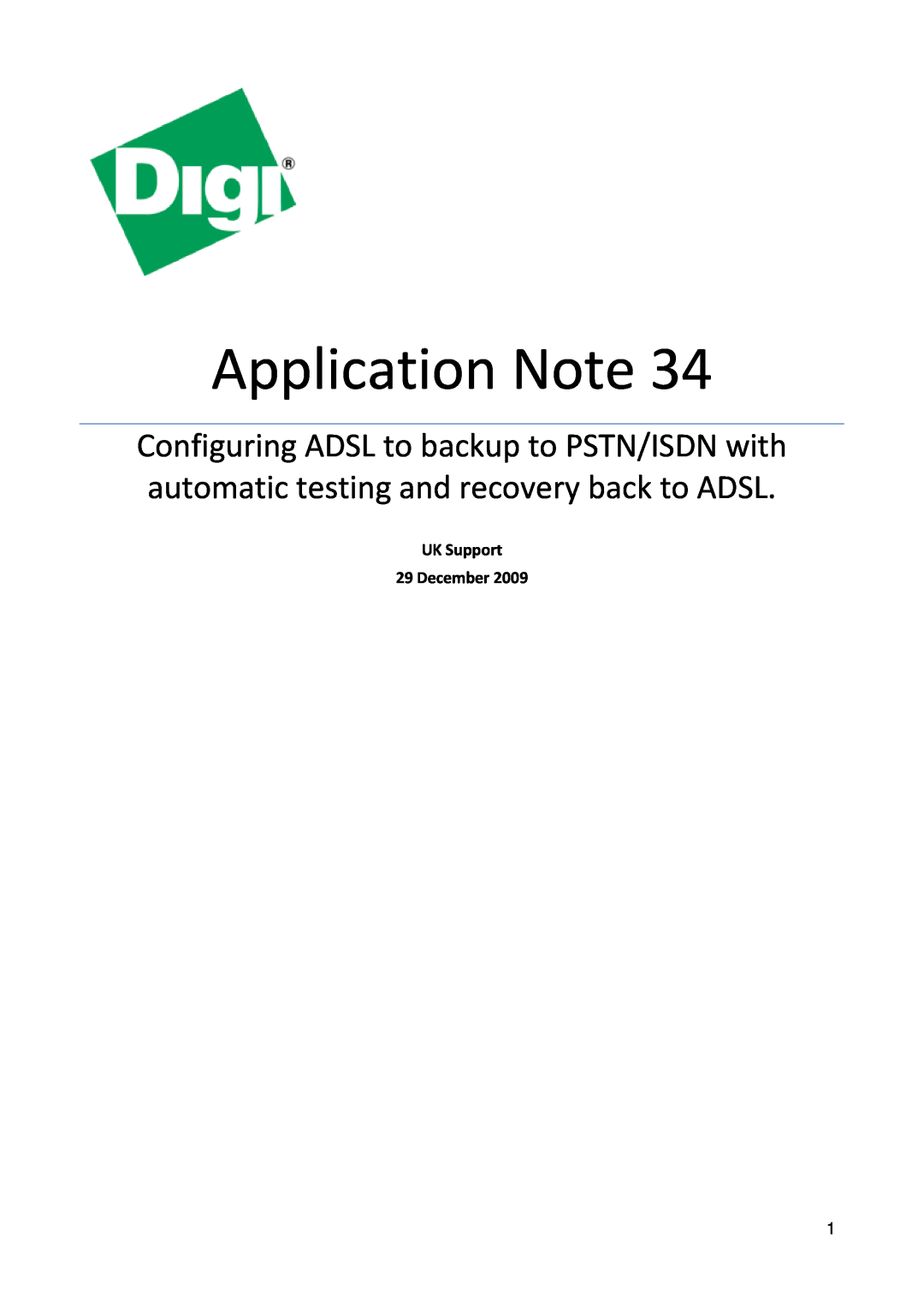 Digi 34 manual Application Note, UK Support 29 December 