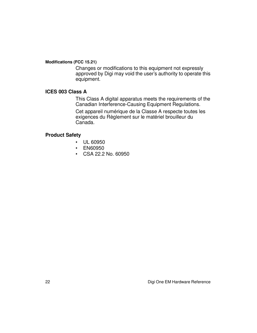 Digi 90000278_B manual Ices 003 Class a, Product Safety 