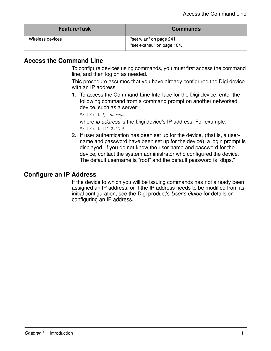 Digi 90000566_H manual Access the Command Line, Configure an IP Address 