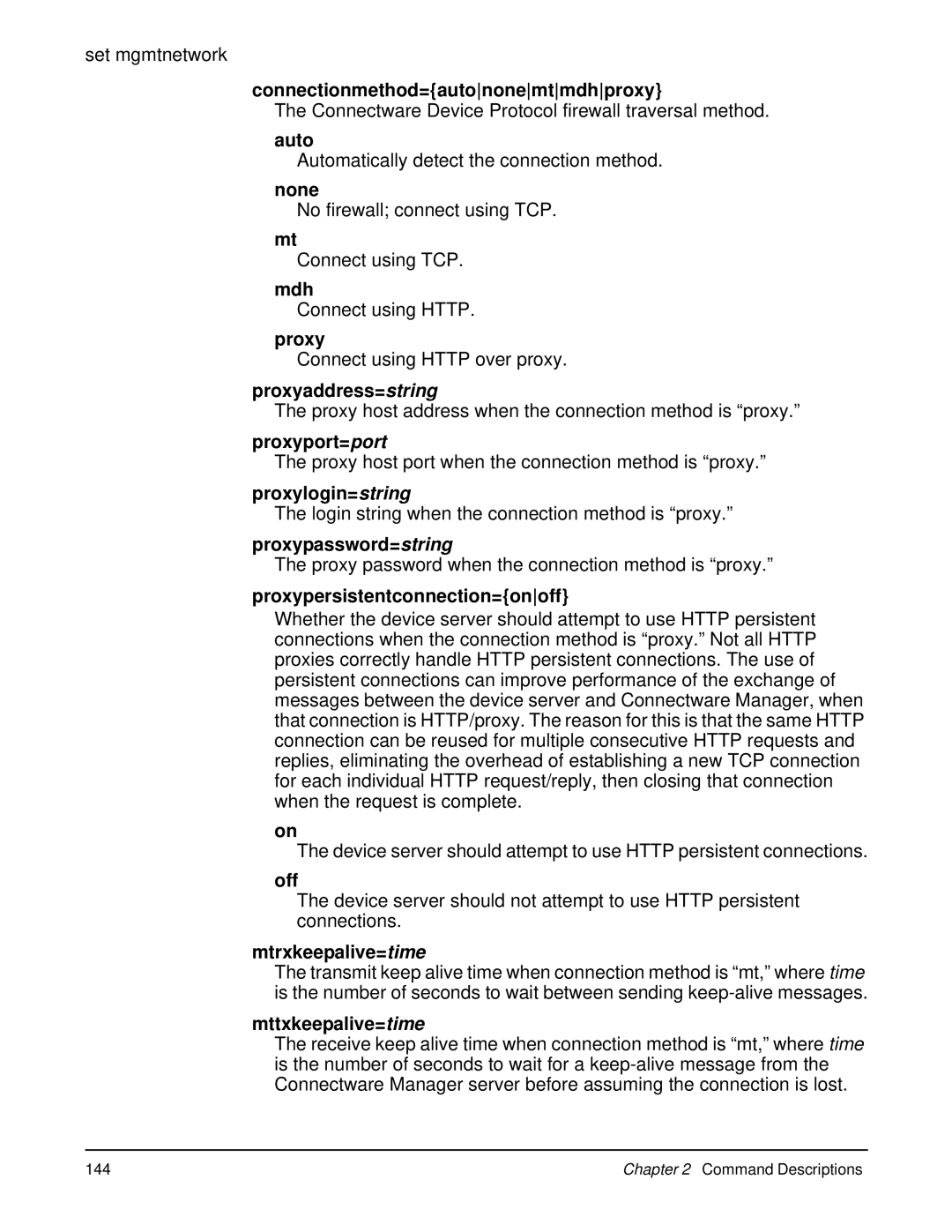 Digi 90000566_H manual Connectionmethod=autononemtmdhproxy, Mdh, Proxyaddress=string, Proxyport=port, Proxylogin=string 