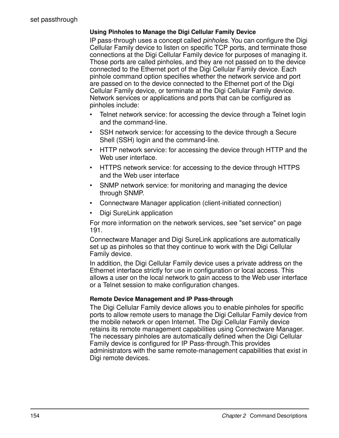 Digi 90000566_H Using Pinholes to Manage the Digi Cellular Family Device, Remote Device Management and IP Pass-through 