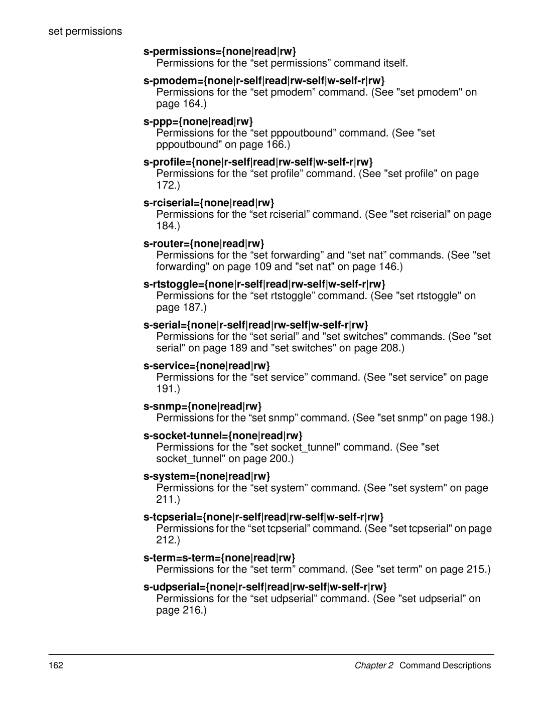 Digi 90000566_H manual Permissions=nonereadrw, Pmodem=noner-selfreadrw-selfw-self-rrw, Ppp=nonereadrw, Rciserial=nonereadrw 