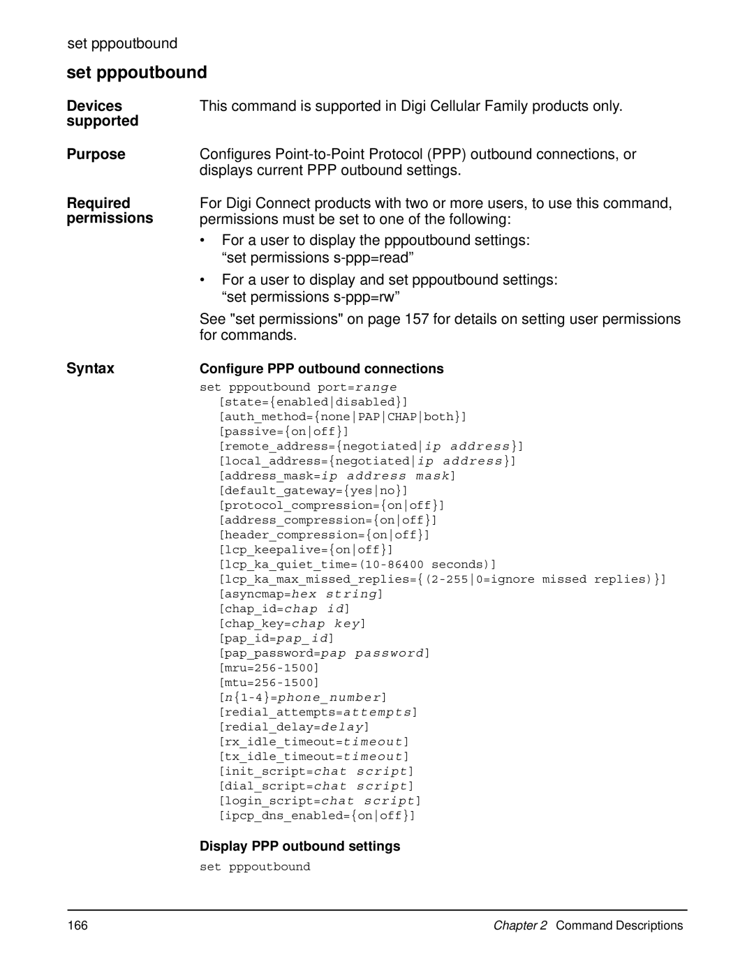 Digi 90000566_H manual Set pppoutbound 