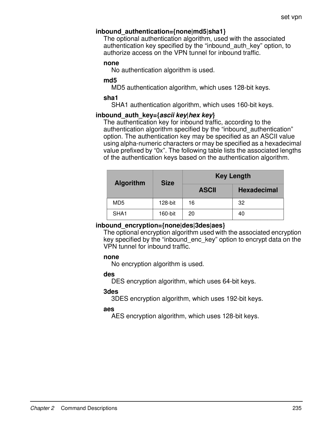 Digi 90000566_H Inboundauthentication=nonemd5sha1, Md5, Sha1, Inboundauthkey=ascii keyhex key, Algorithm Size Key Length 