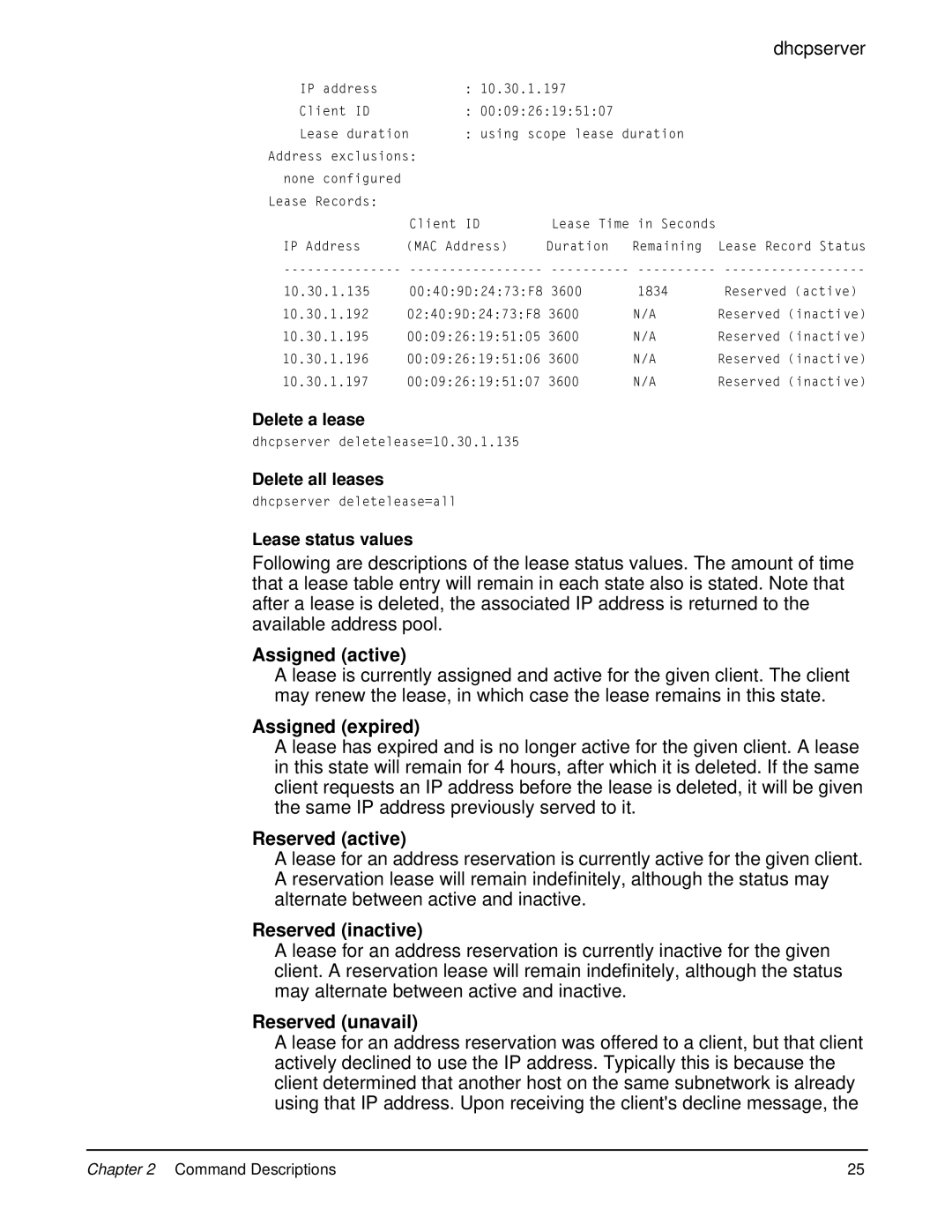 Digi 90000566_H manual Assigned active, Assigned expired, Reserved active, Reserved inactive, Reserved unavail 