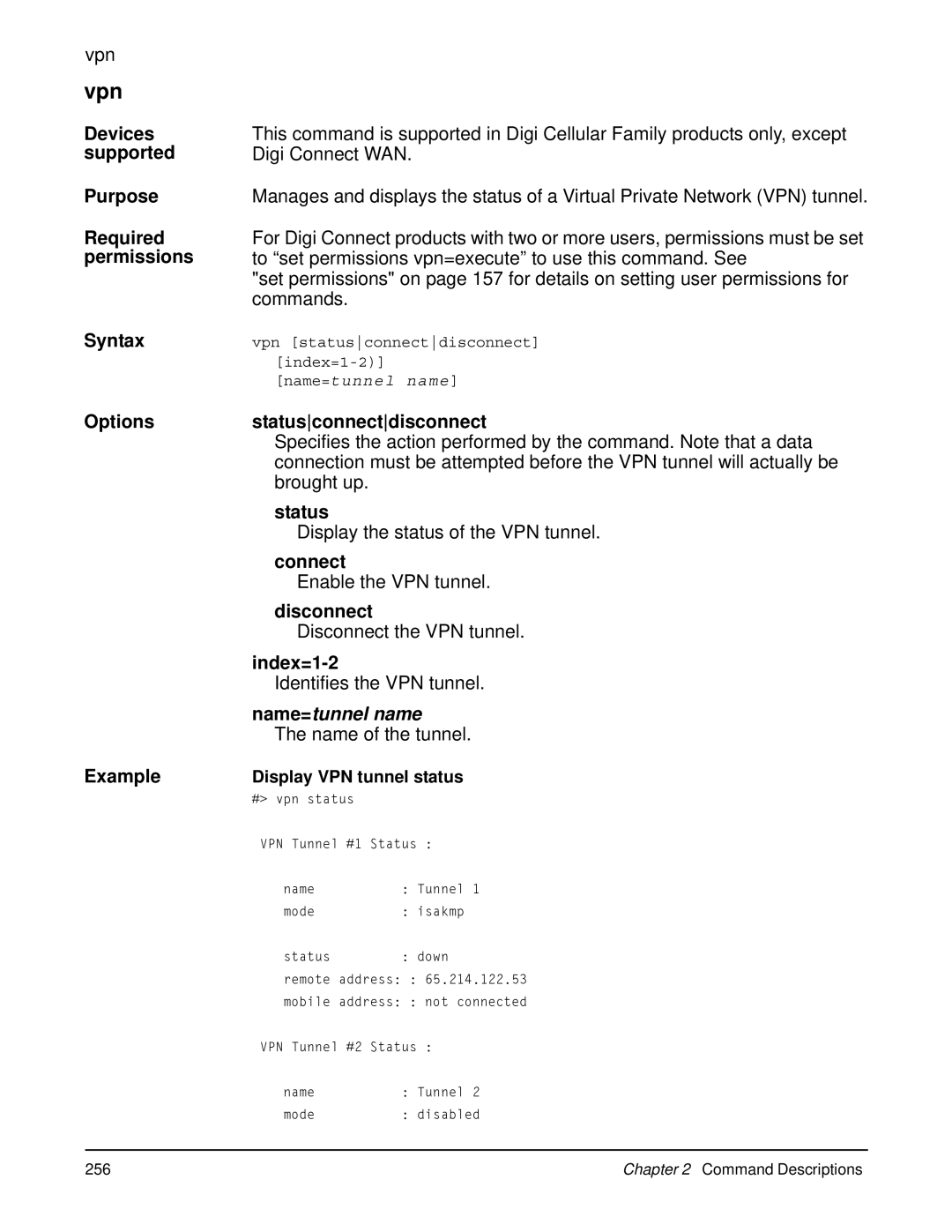 Digi 90000566_H manual Options Statusconnectdisconnect, Connect, Disconnect 