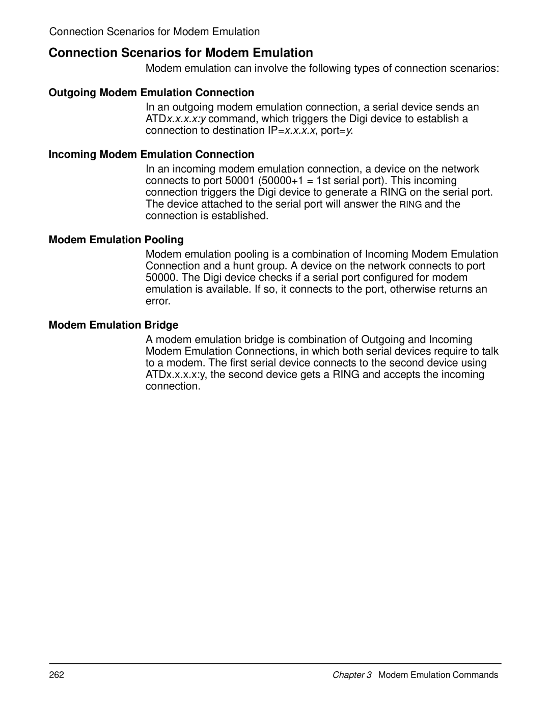 Digi 90000566_H Connection Scenarios for Modem Emulation, Outgoing Modem Emulation Connection, Modem Emulation Pooling 