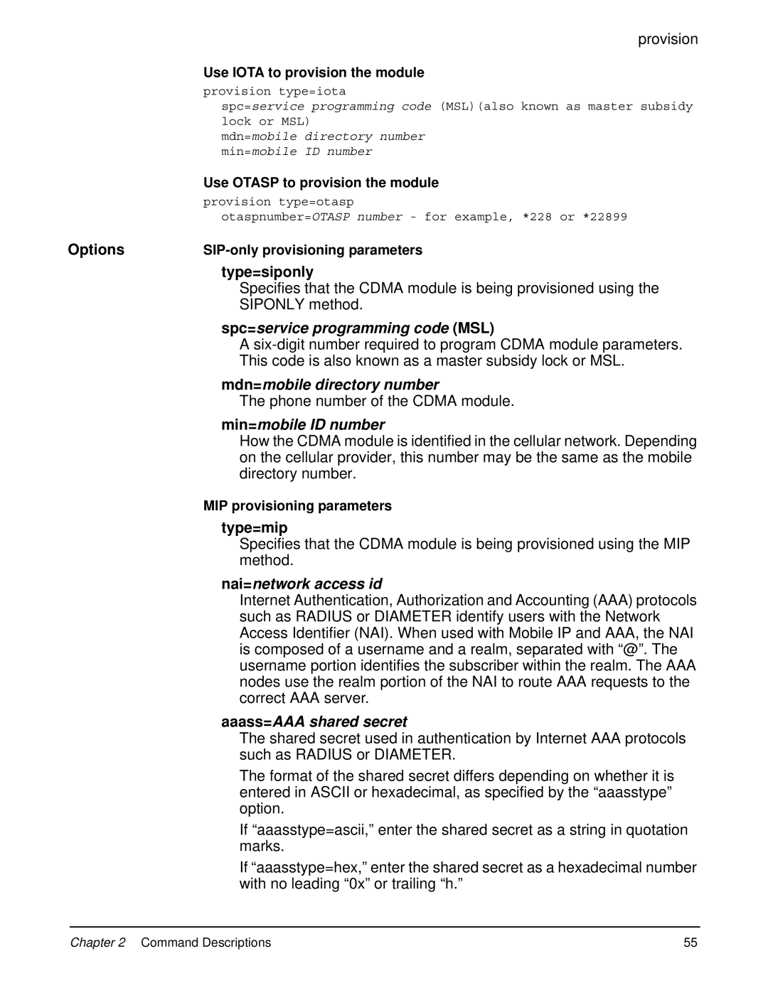 Digi 90000566_H Spc=service programming code MSL, Mdn=mobile directory number, Min=mobile ID number, Nai=network access id 