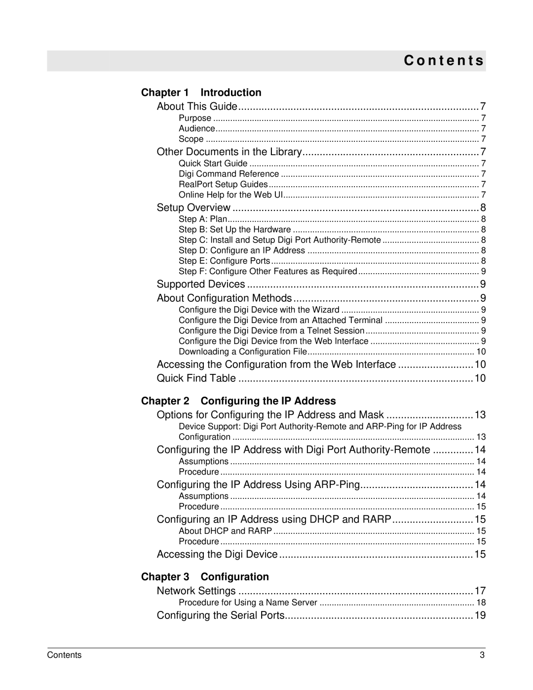 Digi 90000583_A manual Chapter Introduction, Configuring the IP Address, Chapter Configuration 