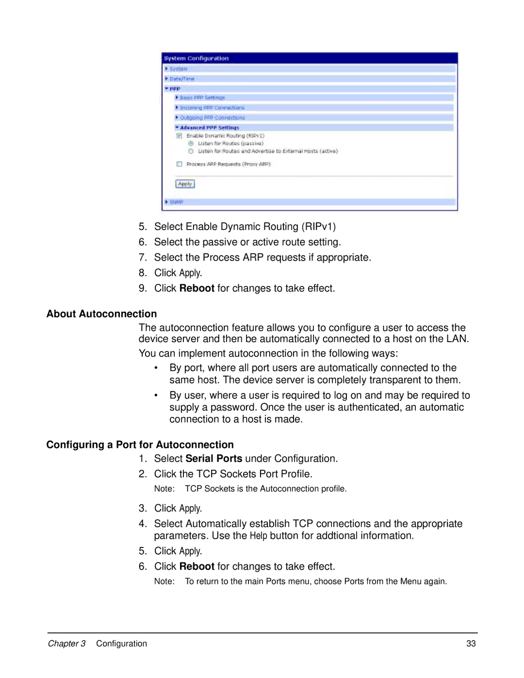 Digi 90000583_A manual About Autoconnection, Configuring a Port for Autoconnection 