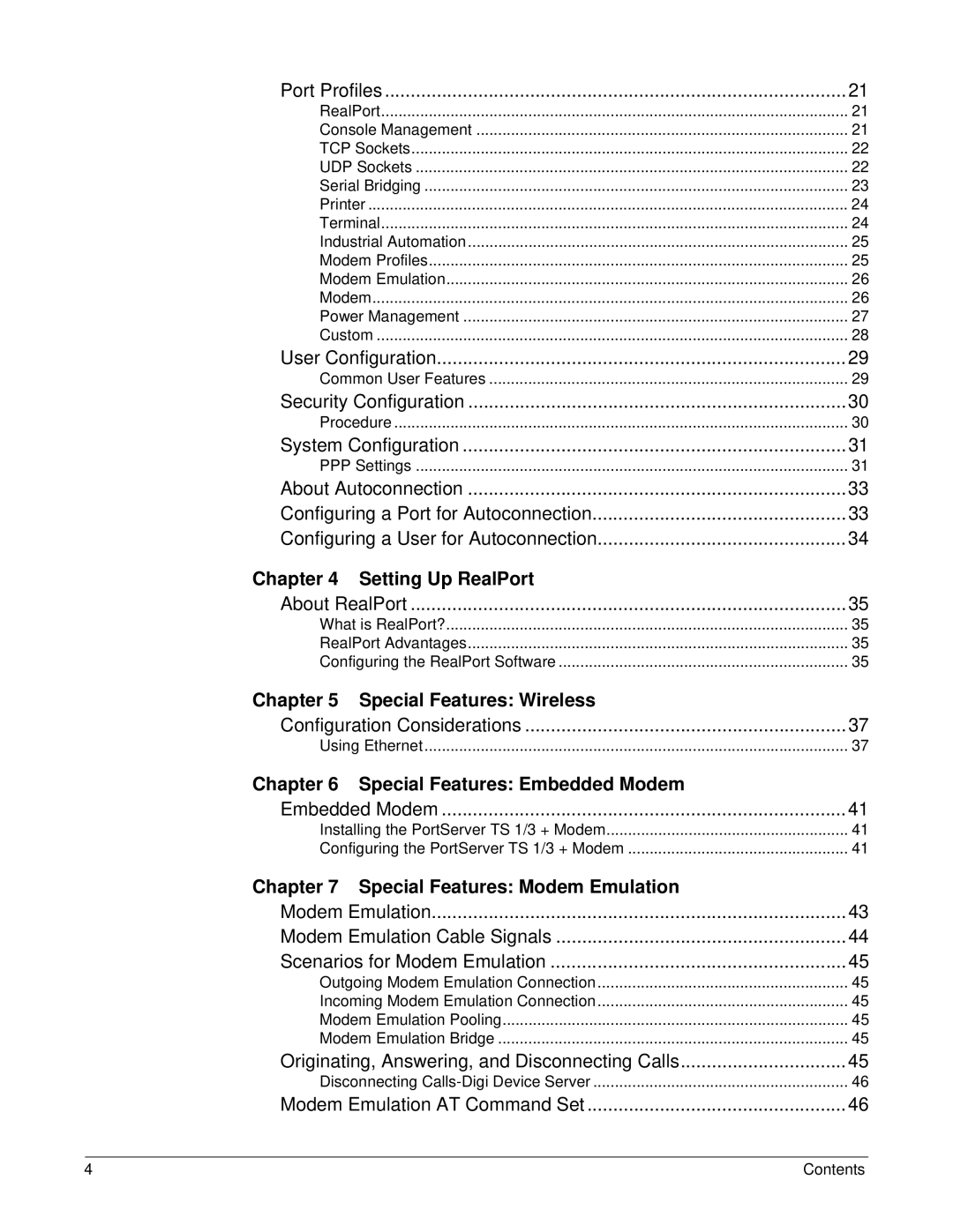 Digi 90000583_A manual Setting Up RealPort, Special Features Wireless, Special Features Embedded Modem 