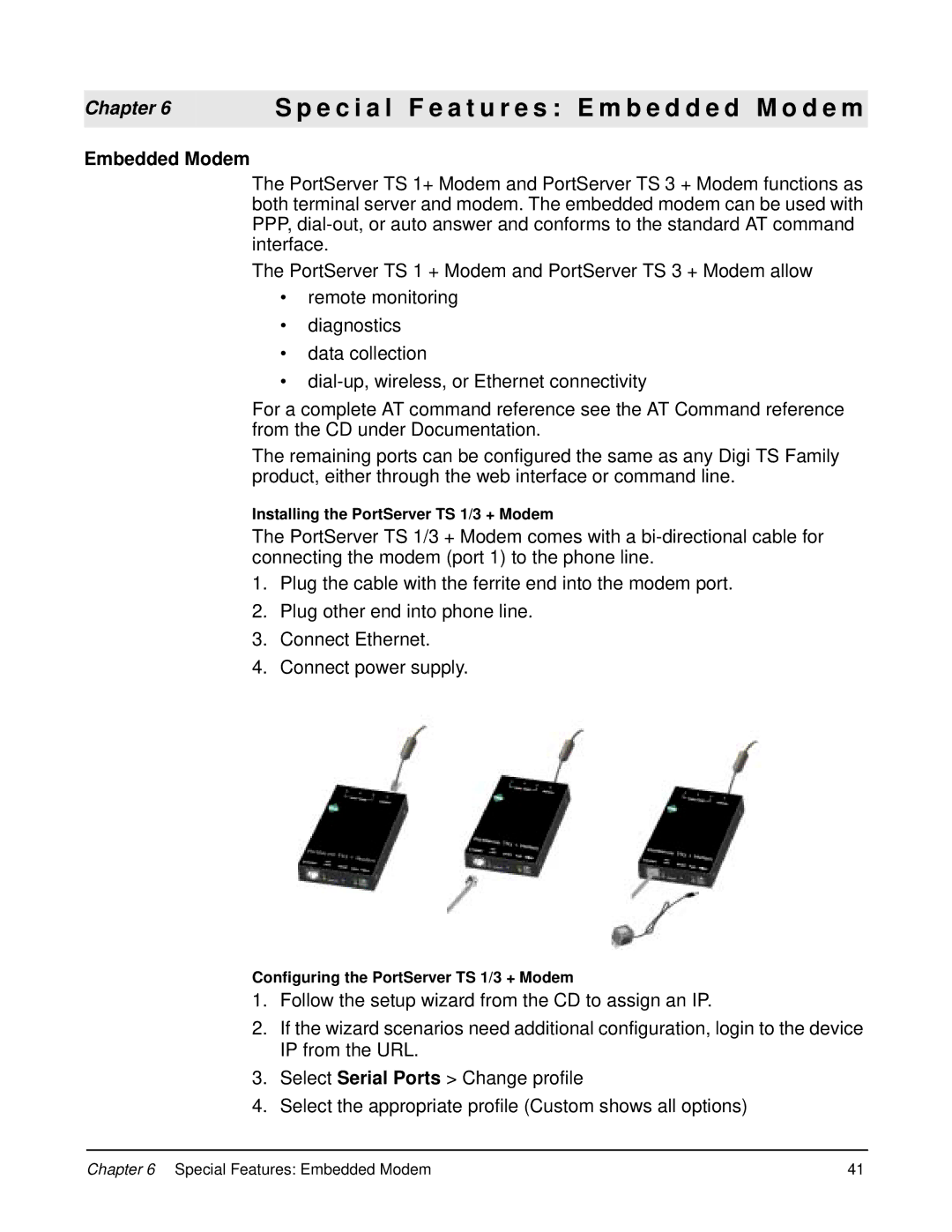 Digi 90000583_A manual E c i a l F e a t u r e s E m b e d d e d M o d e m, Embedded Modem 