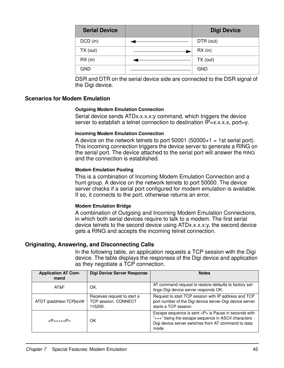 Digi 90000583_A manual Scenarios for Modem Emulation, Originating, Answering, and Disconnecting Calls 