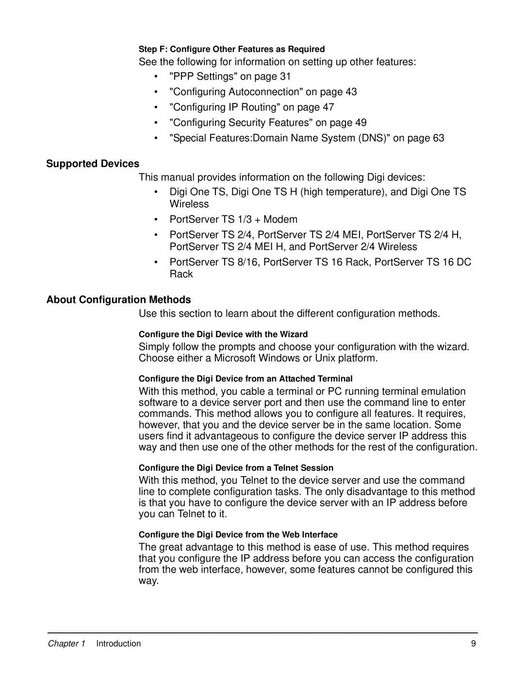 Digi 90000583_A manual Supported Devices, About Configuration Methods 