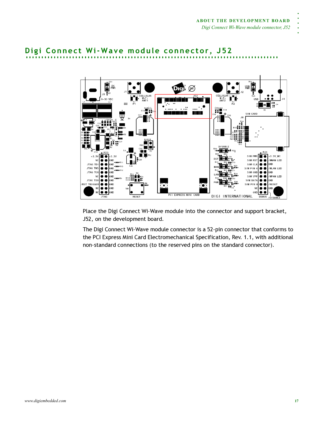 Digi 90000797_A manual Digi Connect Wi-Wave module connector, J52 