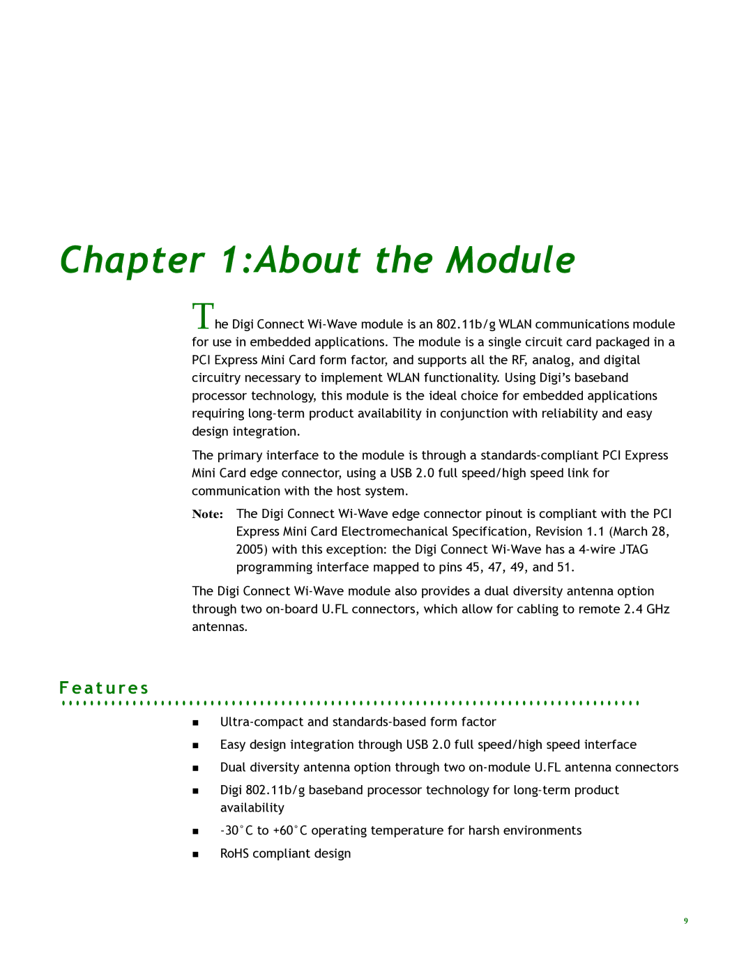 Digi 90000797_A manual About the Module, A t u r e s 