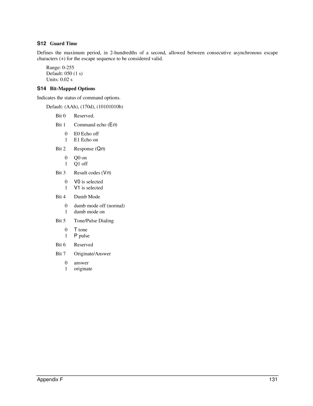 Digi 90031300 manual S12 Guard Time, S14 Bit-Mapped Options 