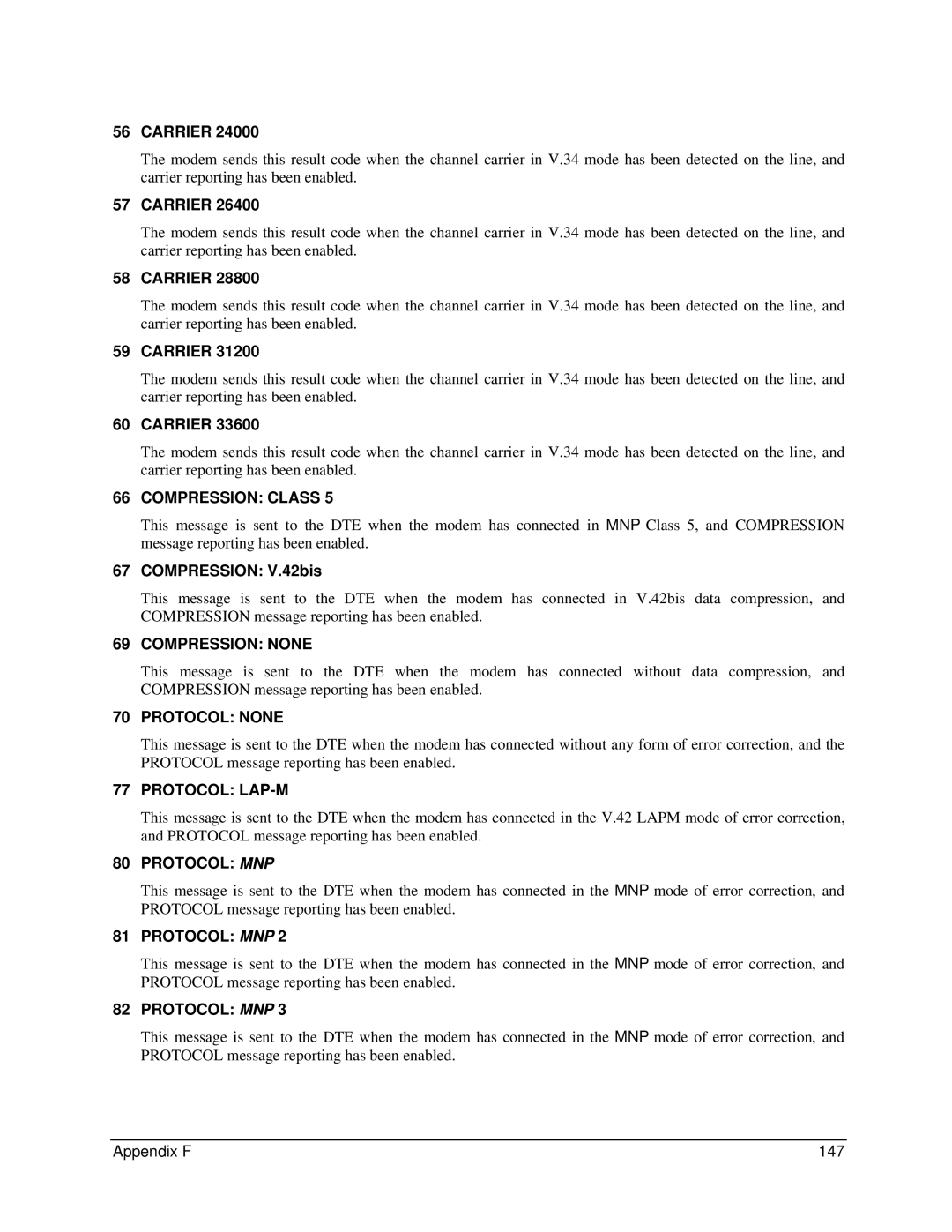 Digi 90031300 manual Compression Class, Compression V.42bis 