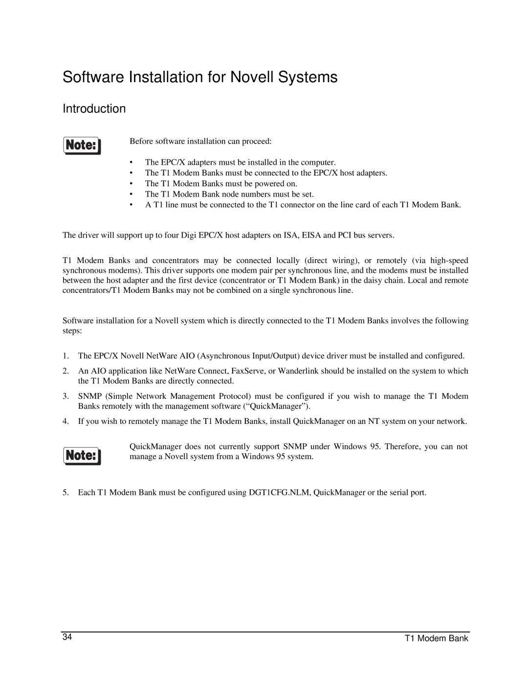 Digi 90031300 manual Software Installation for Novell Systems, Introduction 