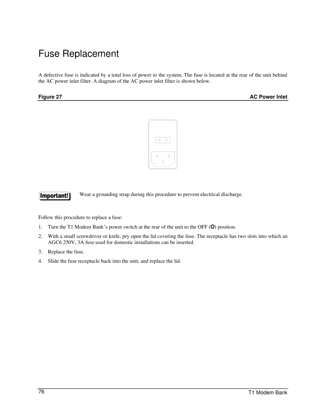 Digi 90031300 manual Fuse Replacement, AC Power Inlet 