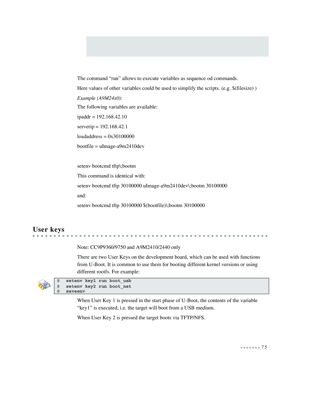 Digi 9P 9360/9750 manual User keys, Example A9M24x0 