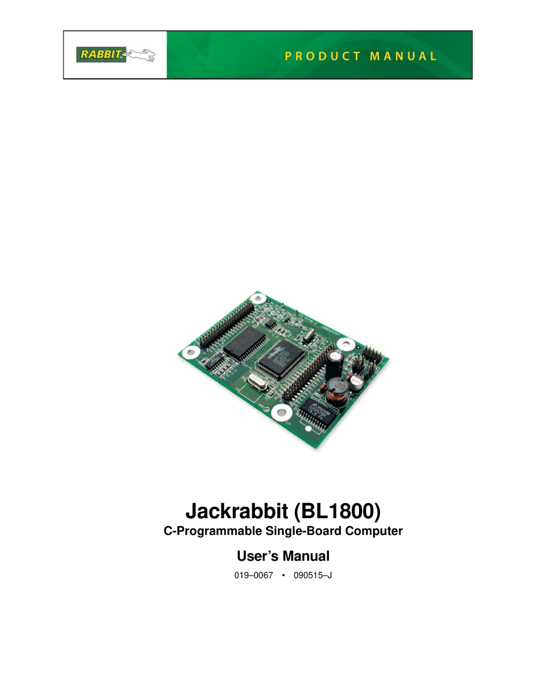 Digi user manual Jackrabbit BL1800, Programmable Single-Board Computer 