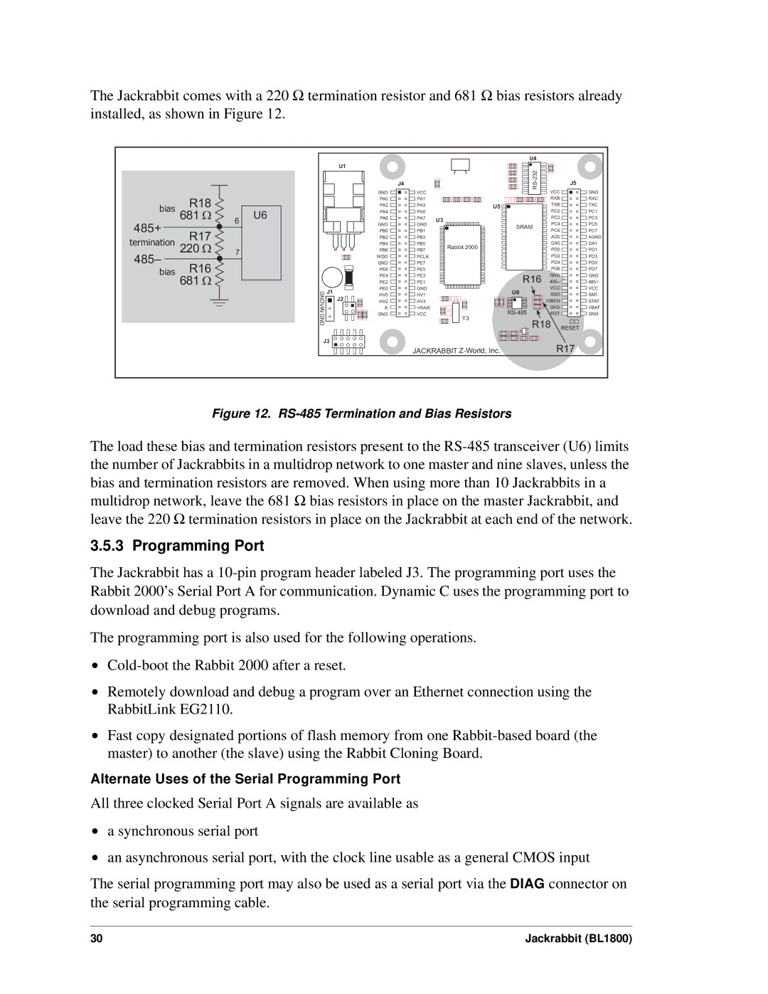 Digi BL1800 user manual Programming Port, 485 R16 