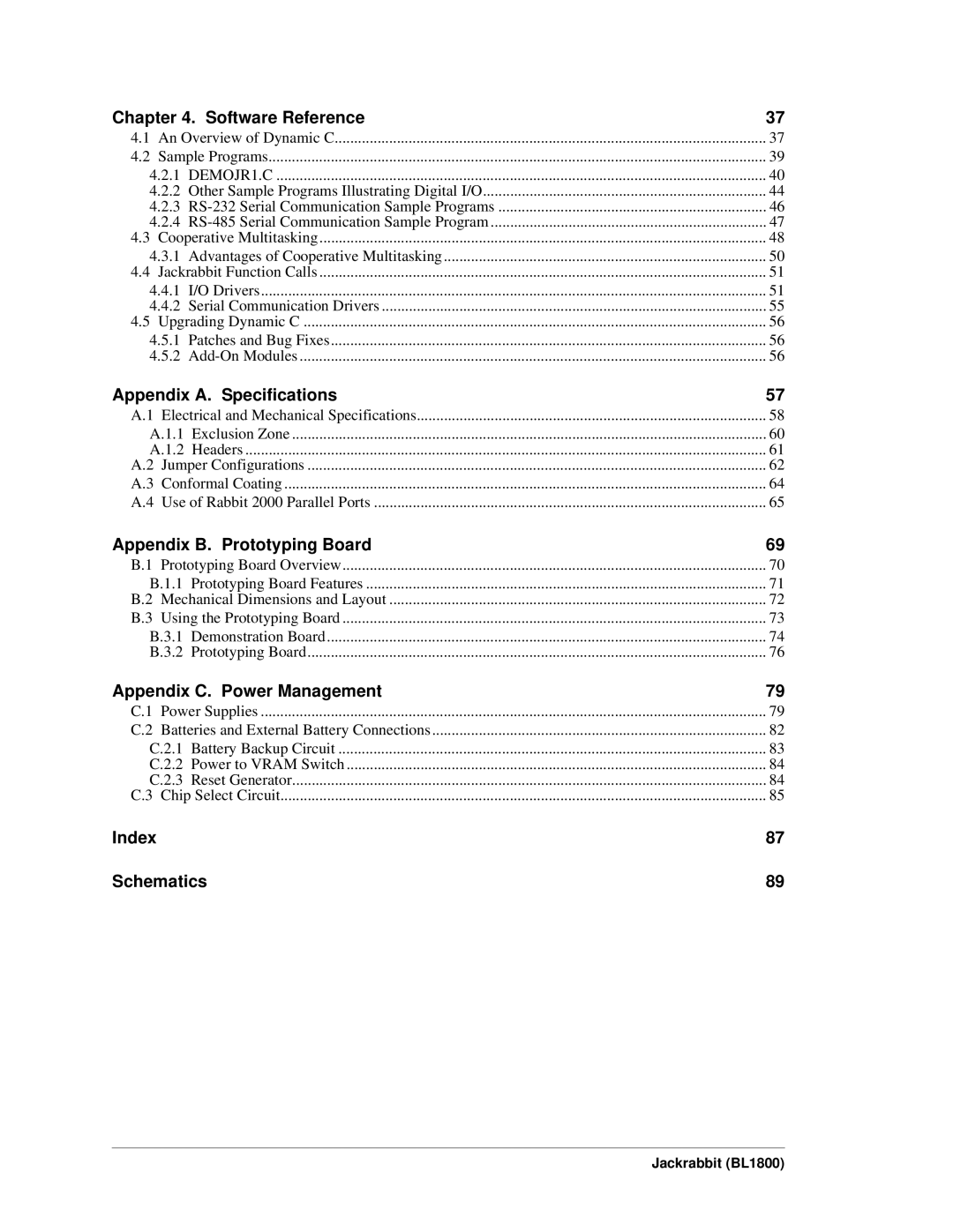 Digi BL1800 user manual Index Schematics 