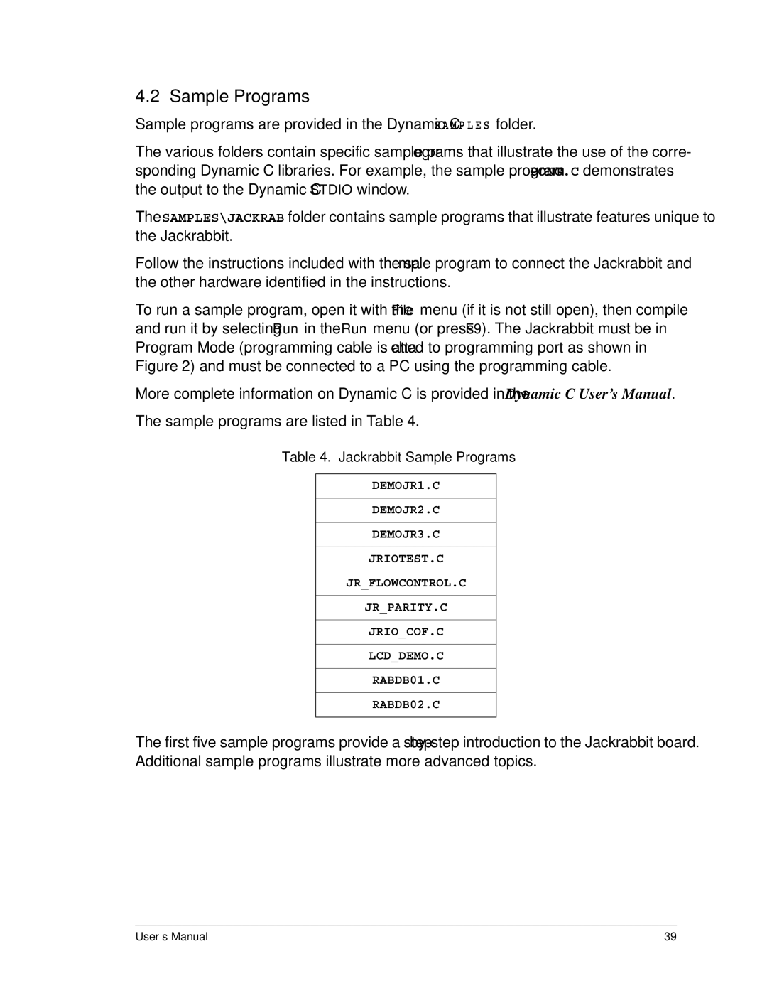 Digi BL1800 user manual Jackrabbit Sample Programs 