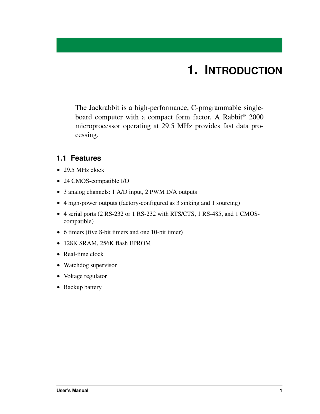 Digi BL1800 user manual Introduction, Features 