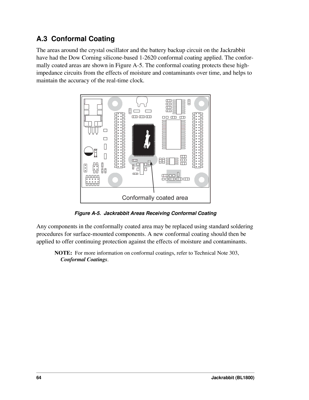 Digi BL1800 user manual Conformal Coating, Conformally coated area 