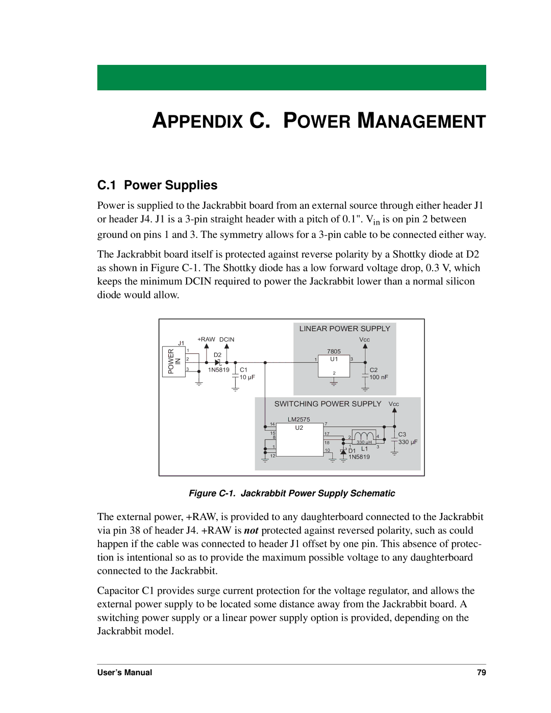 Digi BL1800 user manual Appendix C. Power Management, Power Supplies 