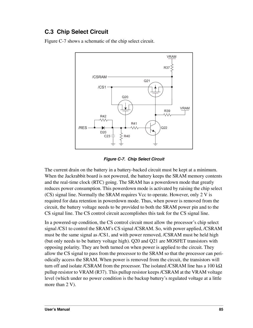 Digi BL1800 user manual Chip Select Circuit, Figure C-7shows a schematic of the chip select circuit 