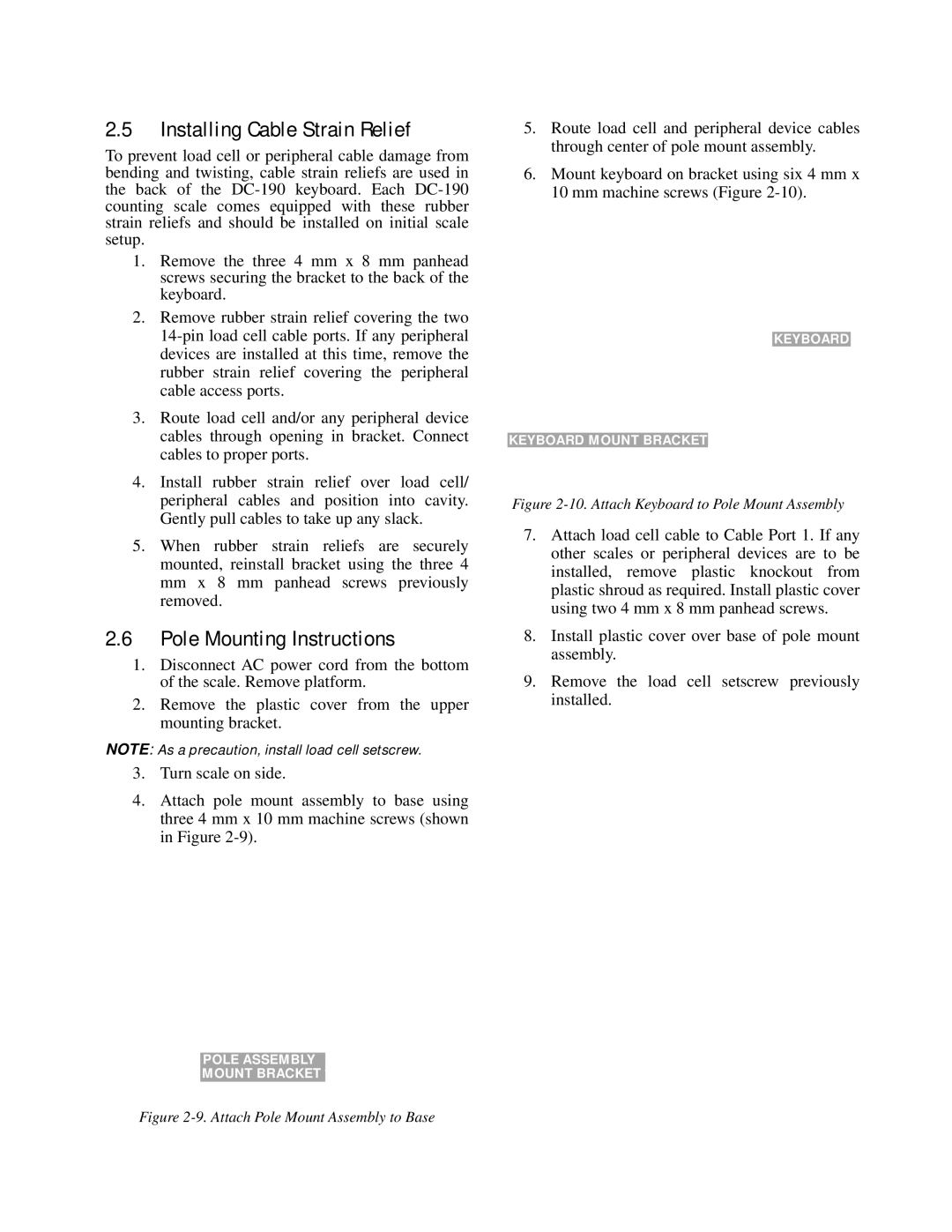 Digi DC-190 installation manual Installing Cable Strain Relief, Pole Mounting Instructions 