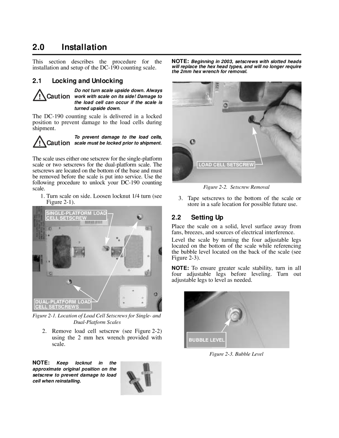 Digi DC-190 installation manual Installation, Locking and Unlocking, Setting Up 