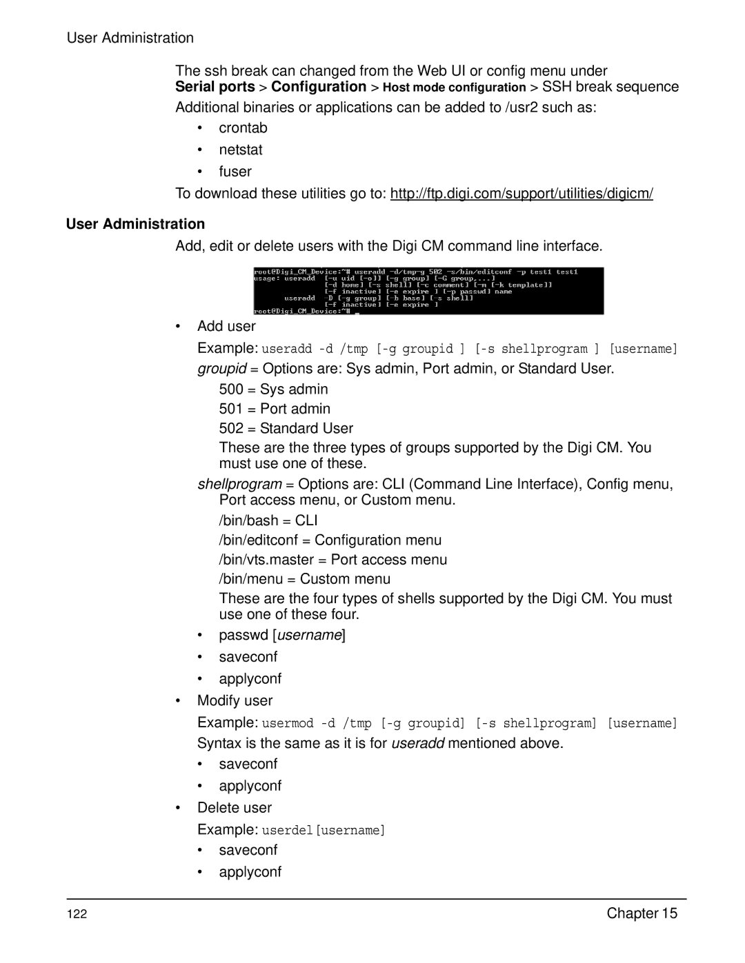 Digi Digi CM manual Example userdelusername 