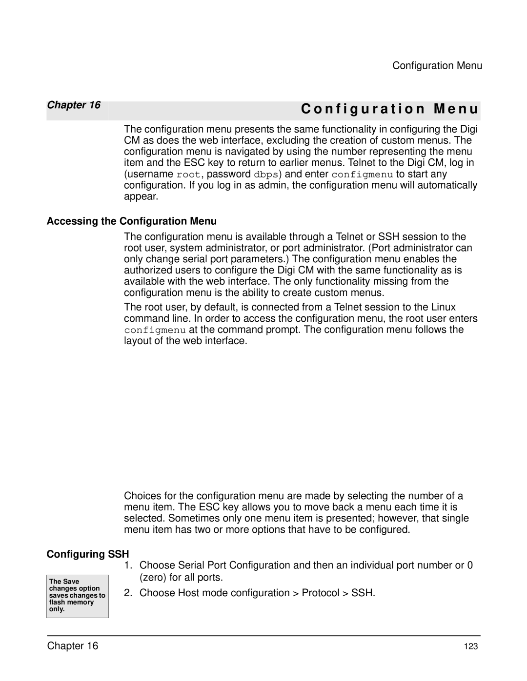 Digi Digi CM manual N f i g u r a t i o n M e n u, Accessing the Configuration Menu, Configuring 